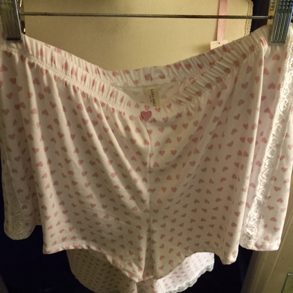 New,with tag white with pink hearts print 2pc stretch babydoll night sleepwear m - Picture 3 of 4